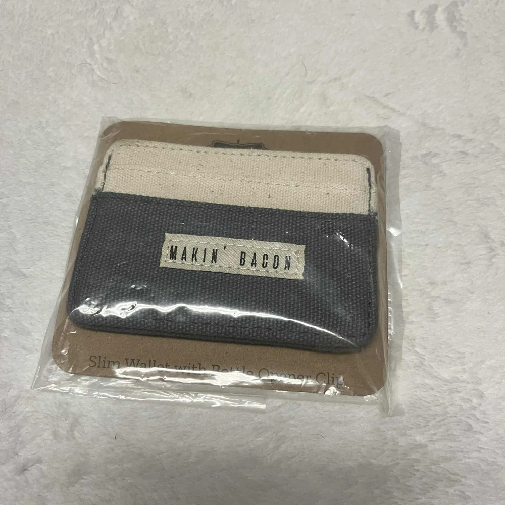 Mud Pie Men's Makin Bacon Slim Wallet With Beer Bottler Opener Clip